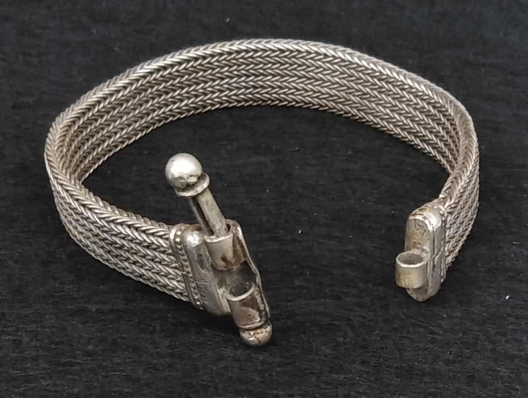 Vintage Rajasthani Silver Multi-Strand Snake Chain Bracelet | Signed "RA" | 51g, 21cm